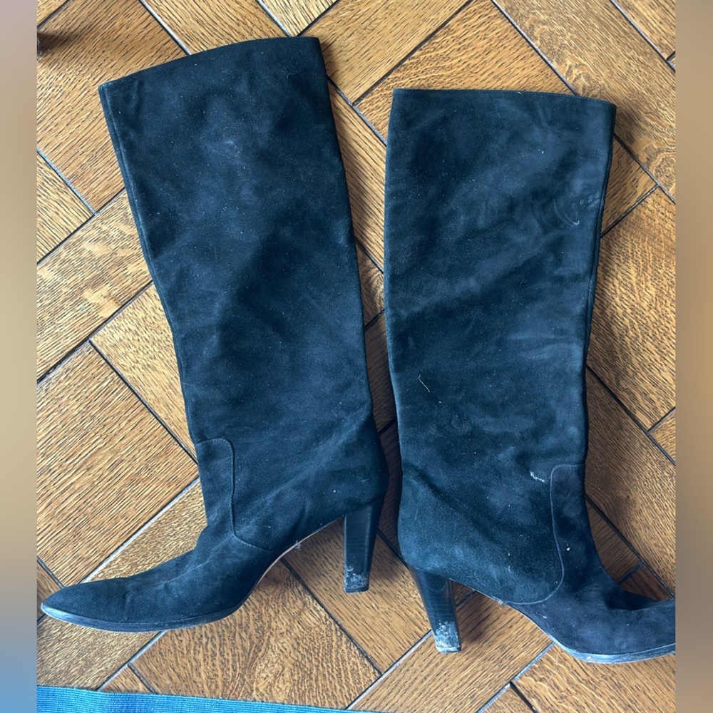 Suede studded boots 3" heel size 11 women's - Picture 2 of 6